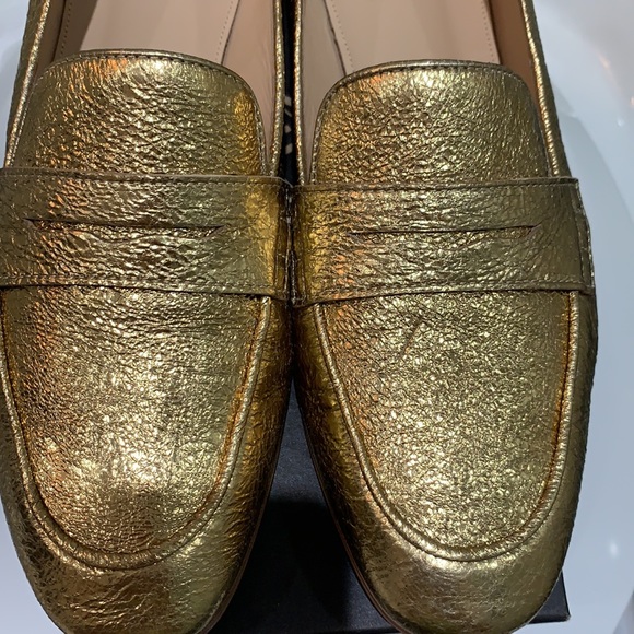 NIB J.Crew Gold Leather Metallic Loafers size 10 - Picture 6 of 9